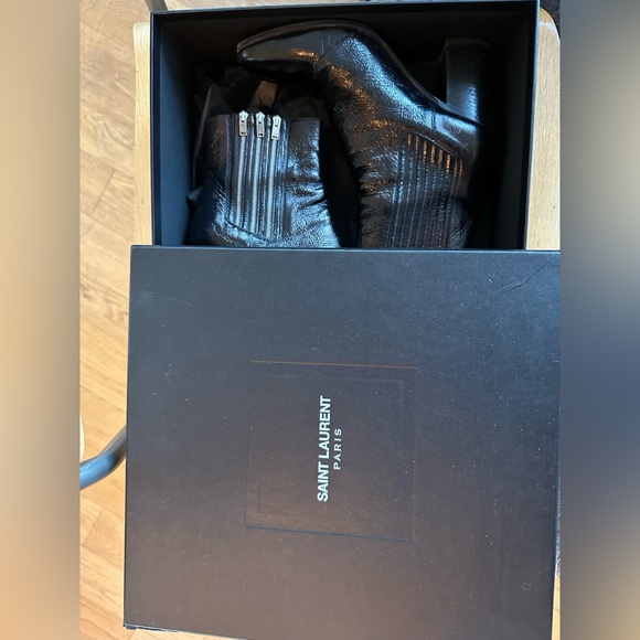 Yves Saint Laurent Black Ankle Boots, Size 37 - Picture 12 of 14